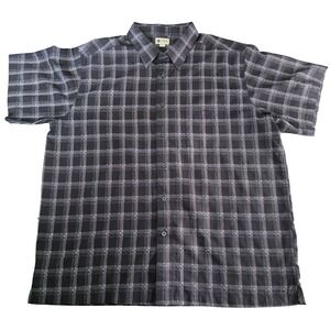 Haggar Clothing Mens XXL Plaid Short‎ Sleeve Button Down Shirt